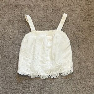 abercrombie kids White Smocked embroidered floral top